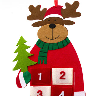 Reindeer Christmas Advent Calendar | Reusable Felt Fabric with 24 Pockets - 90cm