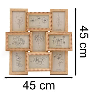 Beaded Picture Frame | 9 Multi Aperture Wall Mounted Photo Collage Frame - 45cm