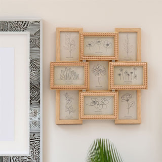 Beaded Picture Frame | 9 Multi Aperture Wall Mounted Photo Collage Frame - 45cm