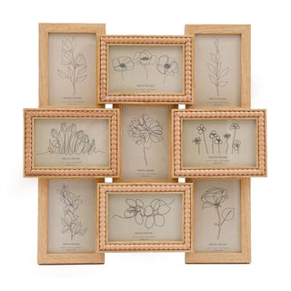 Beaded Picture Frame | 9 Multi Aperture Wall Mounted Photo Collage Frame - 45cm