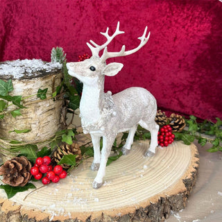 Beautiful Resin Reindeer Ornament | Deer Stag Figurine Christmas Statue - 21cm