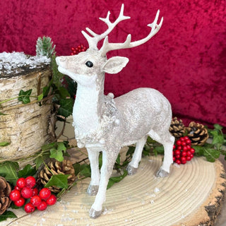 Beautiful Resin Reindeer Ornament | Deer Stag Figurine Christmas Statue - 21cm