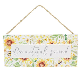 Bee - autiful Friend Wooden Sign | Sunflower Bee Friend Plaque | Hanging Keepsake Plaque Ideal Friendship Gift