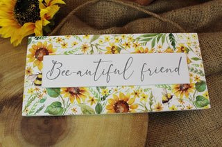 Bee - autiful Friend Wooden Sign | Sunflower Bee Friend Plaque | Hanging Keepsake Plaque Ideal Friendship Gift