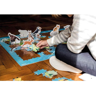 Janod Endangered Animals Puzzle | 200 Pc 3D Animal World Map Educational Jigsaw