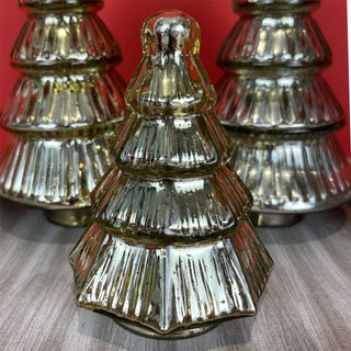 Gold Glass Christmas Tree | Freestanding Mottled Gold Tree Ornament - 13cm