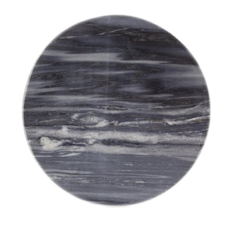 Black Marble Side Table | Modern Round Black & Gold Accent End Table - 35x45cm