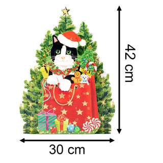 Christmas Cat 3D Christmas Advent Calendar | Fold-out Cat-Shaped Calendar - 42cm