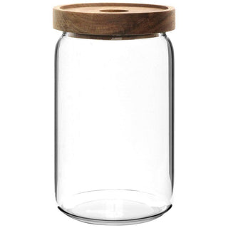 Airtight Glass Food Storage Container with Wooden Lid | Kitchen Jar - 700ml