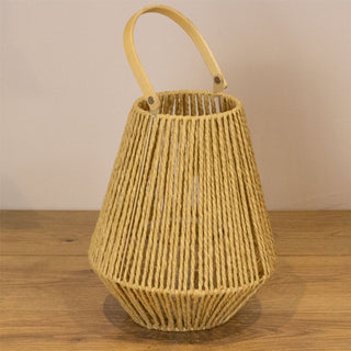 Woven Hanging Candle Lantern | Large Jute Hurricane Tea Light Lantern - 26cm