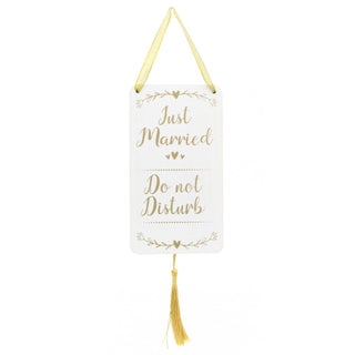 Newlyweds Just Married Wooden Door Hanger | Mr & Mrs Do Not Disturb Sign | Novelty Funny Wedding Honeymoon Gifts