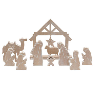 Handcrafted 10-Piece Wooden Nativity Set Traditional Nativity Scene with Figures