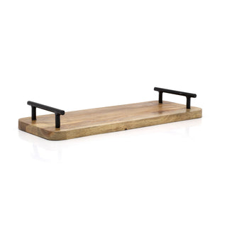 Wooden Serving Platter With Handles | Serving Board Rustic Kitchen Tray - 40cm