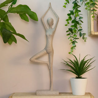 Zen Yoga Lady Statue | Polystone Yoga Pose Figurine Abstract Sculpture - 39cm