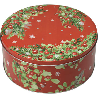 Set of 3 Holly Christmas Tins | Festive Round Nesting Cookie & Storage Tins