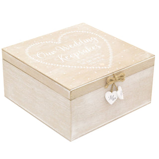 Shabby Chic Wedding Day Keepsake Box | Mr And Mrs Wedding Memories Storage Box | Wooden Memory Box Wedding Gift