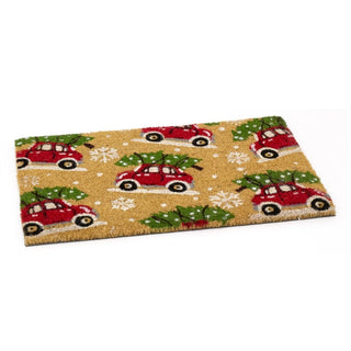 Cars Christmas Doormat | Non - slip Rectangular Coir Welcome Door Mat - 59x39cm