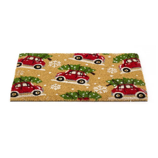 Cars Christmas Doormat | Non - slip Rectangular Coir Welcome Door Mat - 59x39cm