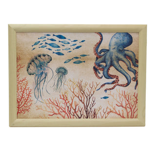 Octopus Ocean Lap Tray With Cushion | Nautical Bean Bag Tray for Eating 43x32cm