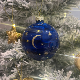 Celestial Christmas Bauble | Moon & Stars Christmas Tree Hanging Ornament - 8cm