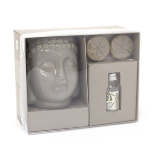 Ceramic Buddha Head Essential Oil/Wax Melt Burner | Aroma Gift Set - Varies