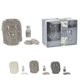 Ceramic Buddha Head Essential Oil/Wax Melt Burner | Aroma Gift Set - Varies