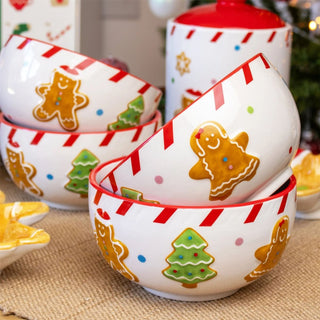 Ceramic Christmas Gingerbread Bowl | Perfect for Snacks, Soups, or Desserts 14cm