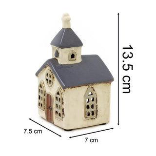 Ceramic Church Tealight Holder | Village Chapel Tea Light Candle Holder - 14cm