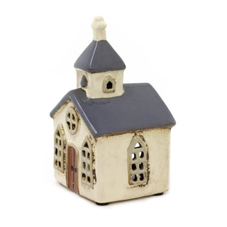 Ceramic Church Tealight Holder | Village Chapel Tea Light Candle Holder - 14cm