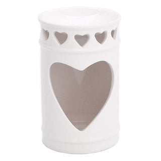 Ceramic Cylinder Essential Oil Fragrance Burner | Oil Burner Tealight Heart Candle Holder | Aromatherapy Lamp