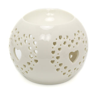 Ceramic Heart Essential Oil Fragrance Burner | Oil Burner Tealight Candle Holder | Aromatherapy Lamp - Design Varies One Supplied