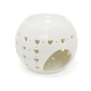 Ceramic Heart Essential Oil Fragrance Burner | Oil Burner Tealight Candle Holder | Aromatherapy Lamp - Design Varies One Supplied