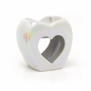 Ceramic Heart Oil Burner | Tea Light Wax Melt Warmer & Essential Oil Burner 11cm