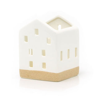 Ceramic House Shaped with Natural Base | Christmas Tealight Candle Holder