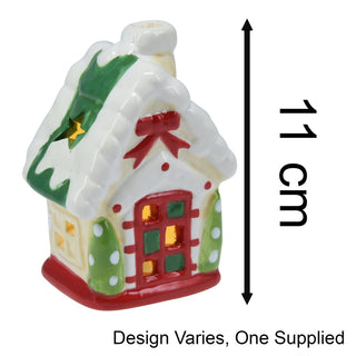 Ceramic LED Christmas House | Light Up House Christmas Village Ornament - 11cm