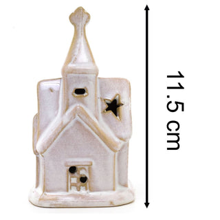 Ceramic LED Church | Light - Up Christmas Chapel Ornament Festive Decoration 12cm