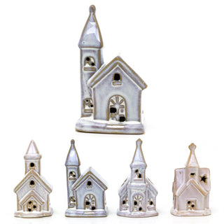 Ceramic LED Church | Light - Up Christmas Chapel Ornament Festive Decoration 12cm