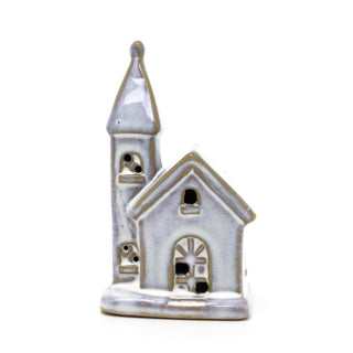 Ceramic LED Church | Light - Up Christmas Chapel Ornament Festive Decoration 12cm