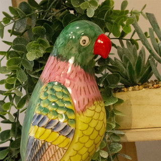 Vibrant Porcelain Parrot Ornament | Ceramic Bird Statue Parrot Sculpture - 27cm