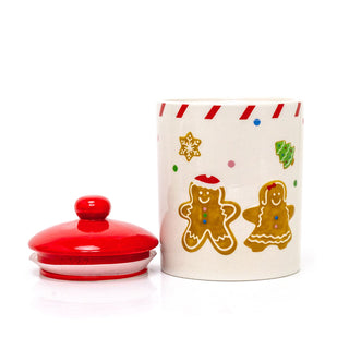 Ceramic Gingerbread Christmas Storage Jar | Biscuit Barrel with Lid - 18cm