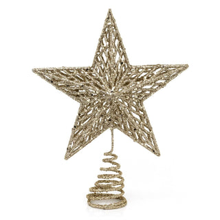 Champagne Gold Star Christmas Tree Topper | Gold Glitter Star Tree Topper - 23cm