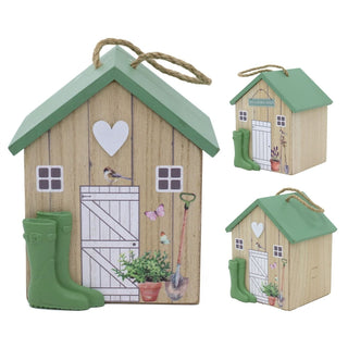 Charming Wooden Shed Doorstop | Cute Wood Door Stop with Jute Handle - 18x15cm