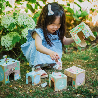 Childrens Peter Rabbit Stacking Cubes Wooden Stacking Toys Baby Building Blocks