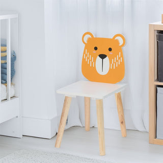 Children’s Wooden Bear Chair | Small Wooden Stool for Kids - 24x29.5x52cm