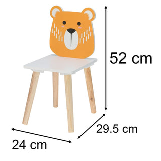 Children’s Wooden Bear Chair | Small Wooden Stool for Kids - 24x29.5x52cm