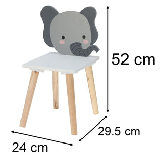 Children’s Wooden Elephant Chair | Small Wooden Stool for Kids - 24x29.5x52cm