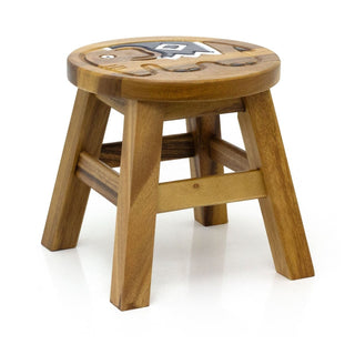 Children's Wooden Elephant Stool | Small Round Animal Footstool for Kids - 25cm