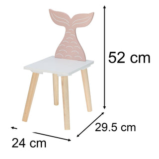 Children’s Wooden Mermaid Chair | Small Wooden Stool for Kids - 24x29.5x52cm