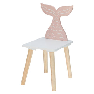 Children’s Wooden Mermaid Chair | Small Wooden Stool for Kids - 24x29.5x52cm