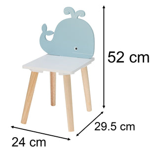 Children’s Wooden Whale Chair | Small Wooden Stool for Kids - 24x29.5x52cm